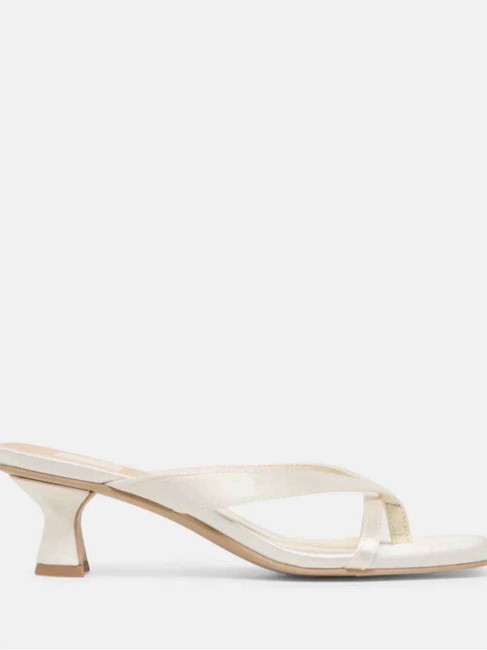 Dolce Vita White Satin Brevel Strappy Kitten-Heel Thong Sandal